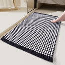 Soft Microfiber Farmhouse Bathroom Rug, Washable Kitchen Floor Mat, Woven Non‑Slip Bath Mat with Pure Tassels, Plush Woven Bathroom Carpet, Door Mat for Laundry Room, 20" x 32", Black