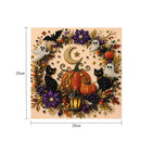 DIY Halloween Raven Pumpkin Diamond Painting Kit, Pearl Bead Art 20×20cm, Pre‑Stretched Inner Frame, Plastic Sealed Package with Full Set Craft Tools
