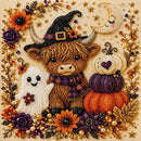 DIY Halloween Wreath‑Style Black Cat Diamond Painting Kit, Pearl Bead Art 20×20cm, Pre‑Stretched Inner Frame, Plastic Sealed Package with Full Set Craft Tools