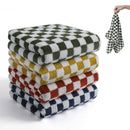 4 Piece Checkered Coral Fleece Towel Set Bath Face Towels - Green & Yellow & Red & Blue