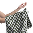4 Piece Checkered Coral Fleece Towel Set Bath Face Towels - Green & Yellow & Red & Blue