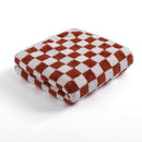 4 Piece Checkered Coral Fleece Towel Set Bath Face Towels - Green & Yellow & Red & Blue