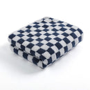 4 Piece Checkered Coral Fleece Towel Set Bath Face Towels - Green & Yellow & Red & Blue