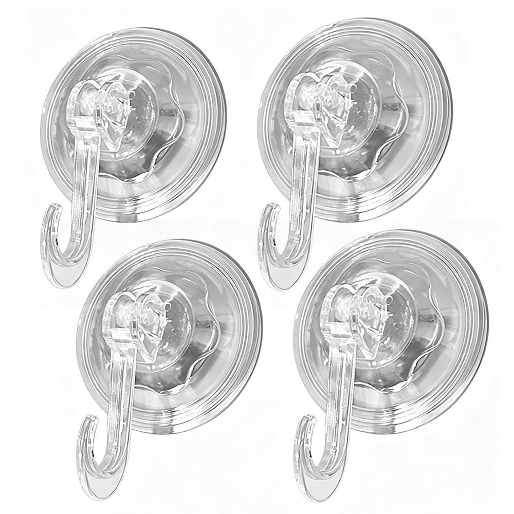 4Pcs Clear Vacuum Suction Cup Hooks Drill Free for Smooth Surfaces