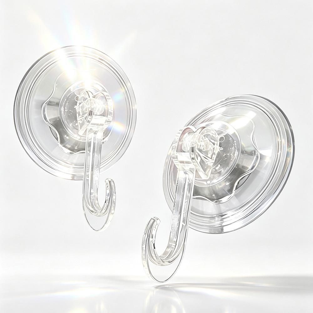 4Pcs Clear Vacuum Suction Cup Hooks Drill Free for Smooth Surfaces