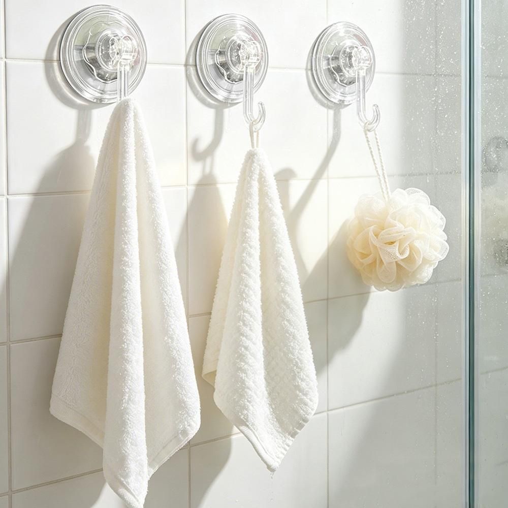 4Pcs Clear Vacuum Suction Cup Hooks Drill Free for Smooth Surfaces