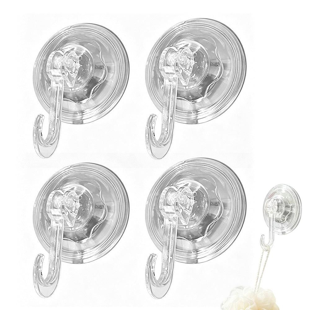 4Pcs Clear Vacuum Suction Cup Hooks Drill Free for Smooth Surfaces