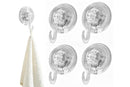 4Pcs Clear Vacuum Suction Cup Hooks Drill Free for Smooth Surfaces