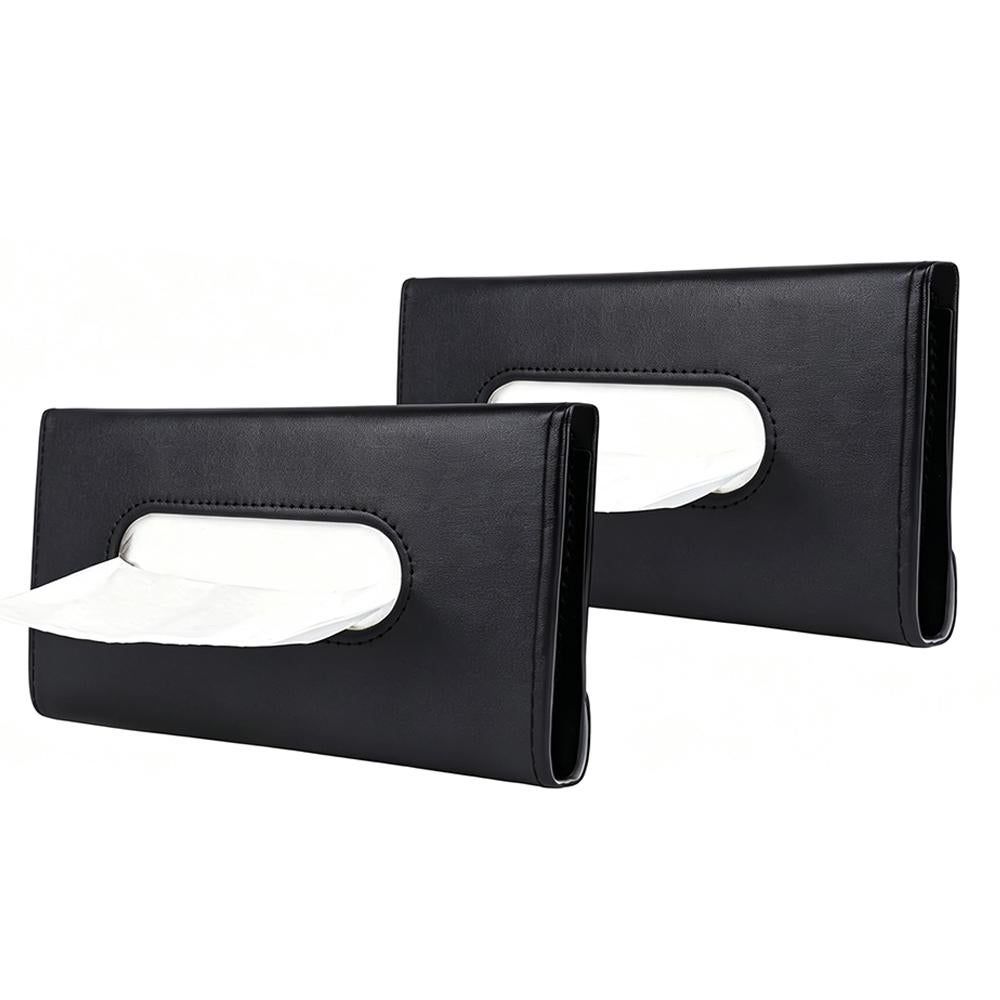 2 Pack Car Tissue Holder Universal for Visor PU Leather Tissue Box and Mask Holder