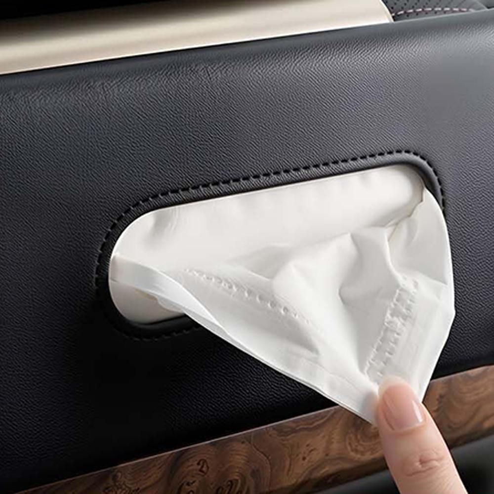 2 Pack Car Tissue Holder Universal for Visor PU Leather Tissue Box and Mask Holder