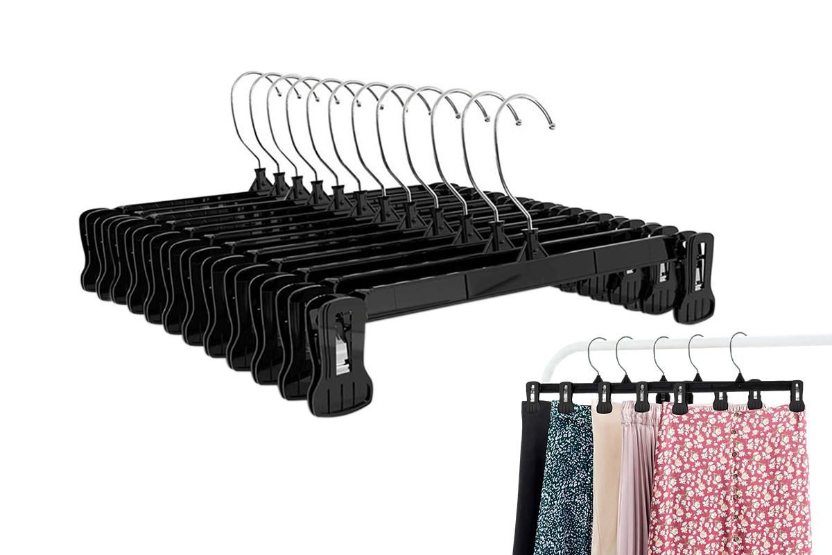 12 PCS 360 Degree Rotating Clothes Hangers with Adjustable Clips for Pants Skirts