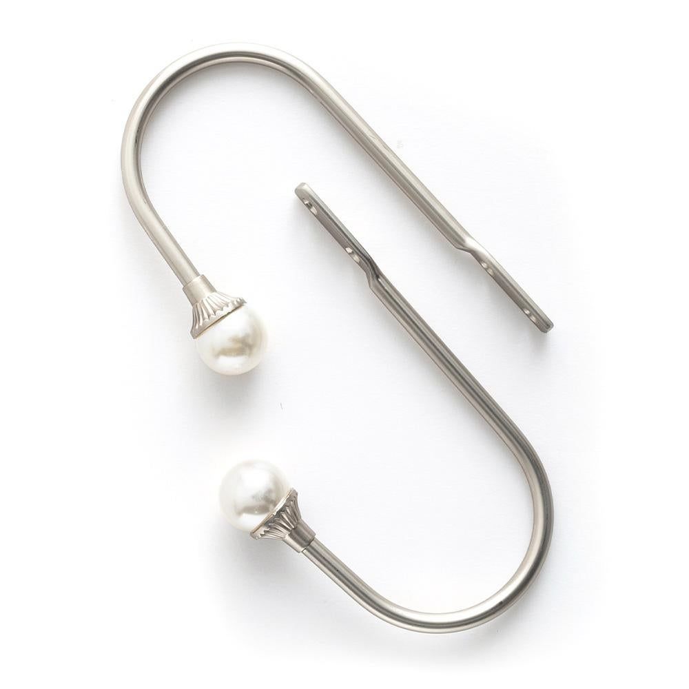 2Pcs U Shape Pearl Curtain Holdback Hooks with Screws - Black