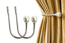 2Pcs U Shape Pearl Curtain Holdback Hooks with Screws - Black
