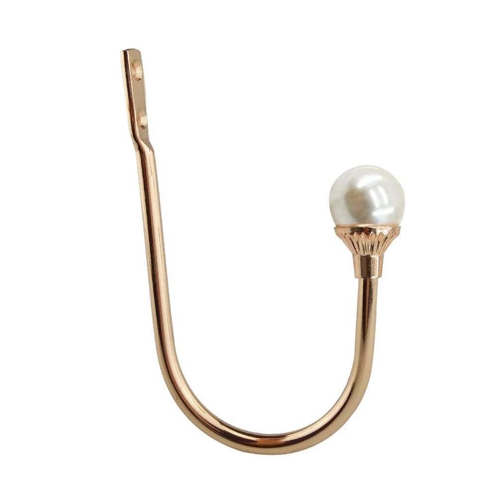 2Pcs U Shape Pearl Curtain Holdback Hooks with Screws - Gold