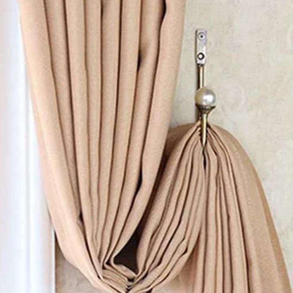 2Pcs U Shape Pearl Curtain Holdback Hooks with Screws - Gold