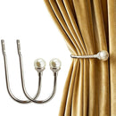 2Pcs U Shape Pearl Curtain Holdback Hooks with Screws - Gold