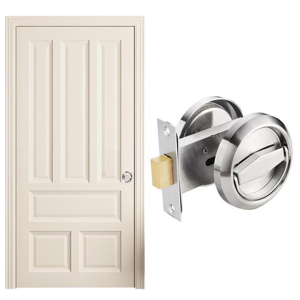 Hidden Door Lock Invisible Latch Double Sided Privacy Lock for Bedroom Bathroom Stainless Steel - Silver