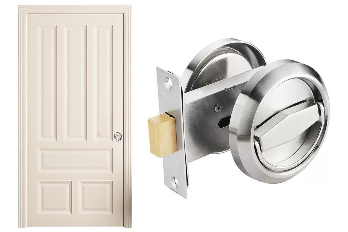 Hidden Door Lock Invisible Latch Double Sided Privacy Lock for Bedroom Bathroom Stainless Steel - Silver