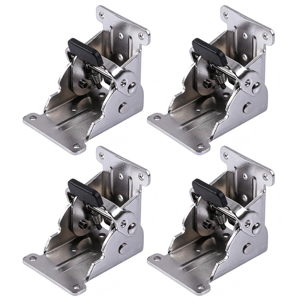 4Pcs 90 Degree Self Locking Folding Hinge for Tables Chairs and Workbenches - Silver