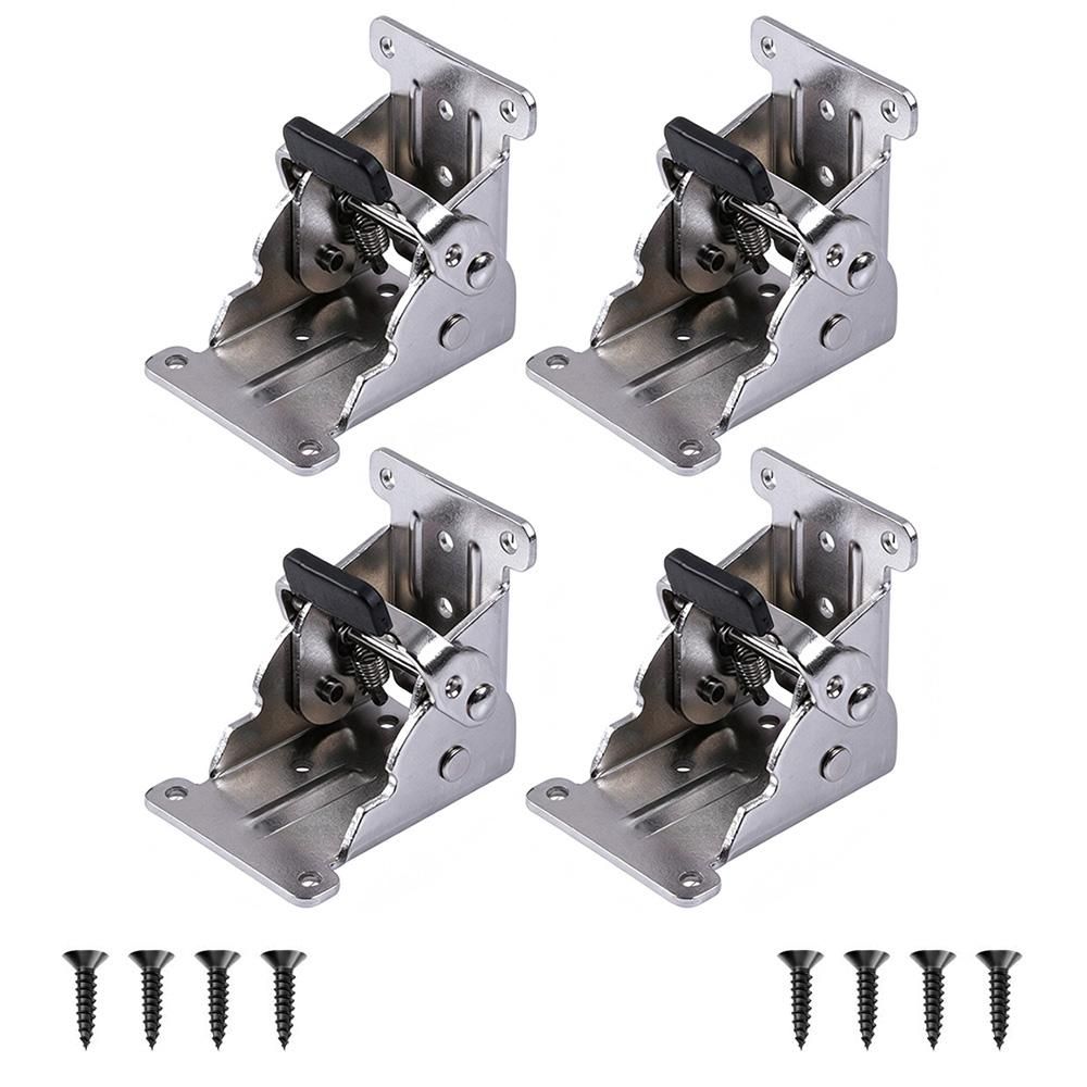 4Pcs 90 Degree Self Locking Folding Hinge for Tables Chairs and Workbenches - Silver
