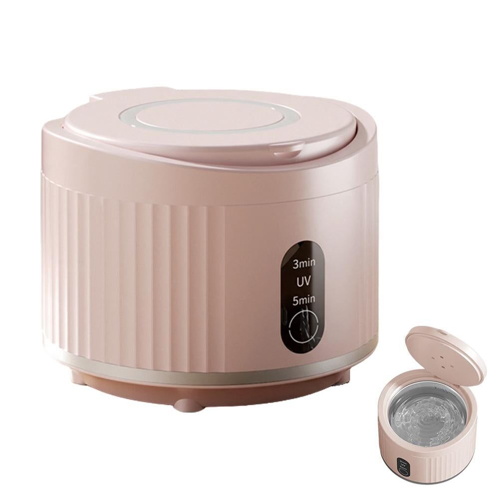 Portable Rechargeable Ultrasonic Retainer Cleaner with 3 Modes for Dentures Aligner Jewelry - Pink