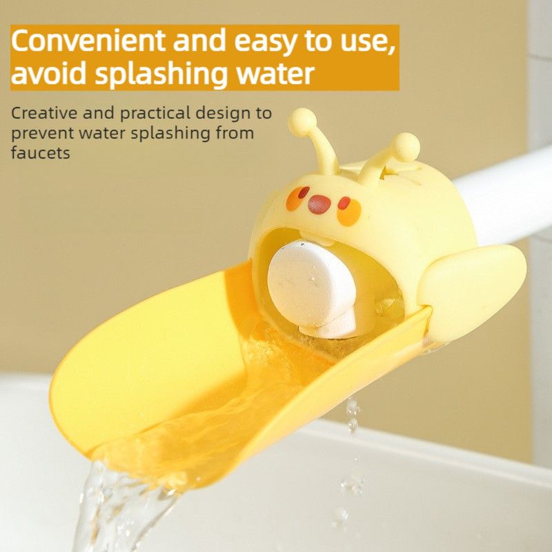 Cute Bee Faucet Extender for Kids: Hand Washing Anti-Splash Water Guide—Purple