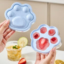Ice Cube Tray Easy-Release Ice Maker Mold with Lid, Cat Paw Shape—Green