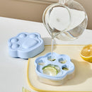 Ice Cube Tray Easy-Release Ice Maker Mold with Lid, Cat Paw Shape—Green