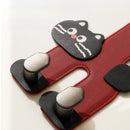 Cartoon Leather Car Seat Back Dual Hook 2-in-1 Car Hanger & Phone Holder—Beige