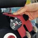 Cartoon Leather Car Seat Back Dual Hook 2-in-1 Car Hanger & Phone Holder—Beige