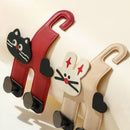 Cartoon Leather Car Seat Back Dual Hook 2-in-1 Car Hanger & Phone Holder—Red