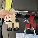 Cartoon Leather Car Seat Back Dual Hook 2-in-1 Car Hanger & Phone Holder—Red