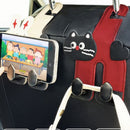 Cartoon Leather Car Seat Back Dual Hook 2-in-1 Car Hanger & Phone Holder—Red