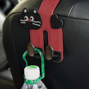 Cartoon Leather Car Seat Back Dual Hook 2-in-1 Car Hanger & Phone Holder—Red
