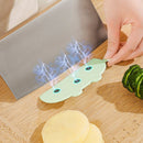 Magnetic Anti-Stick Knife Guard Universal Kitchen Slicing Tool for Fruit, Vegetables, and Meat—Green