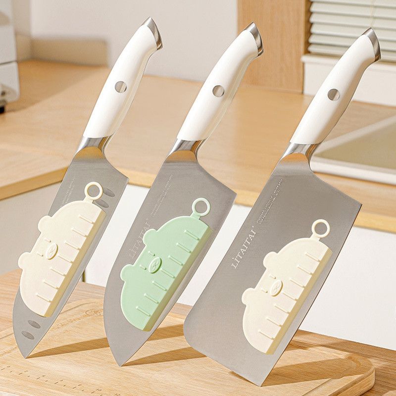 Magnetic Anti-Stick Knife Guard Universal Kitchen Slicing Tool for Fruit, Vegetables, and Meat—Green