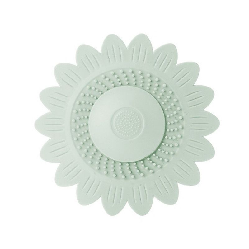 Sunflower Silicone Floor Drain Mat, Anti-Odor, Insect-Proof Sewer Sealing Cover—Green