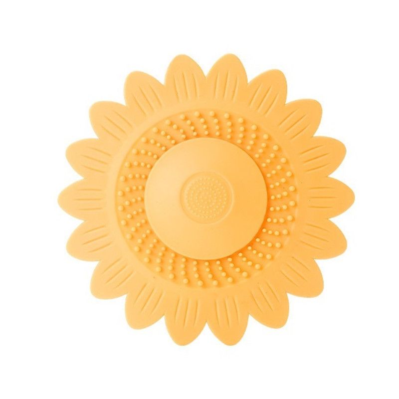 Sunflower Silicone Floor Drain Mat, Anti-Odor, Insect-Proof Sewer Sealing Cover—Yellow