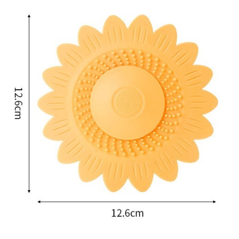 Sunflower Silicone Floor Drain Mat, Anti-Odor, Insect-Proof Sewer Sealing Cover—Yellow