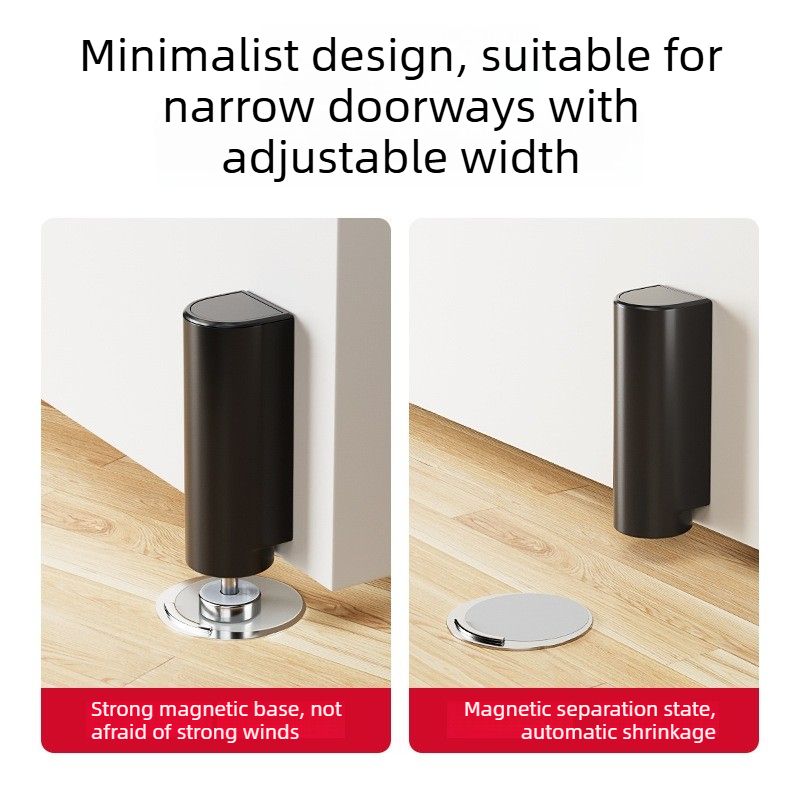 Retractable Door Stop with Bumper for Bedroom and Bathroom-white