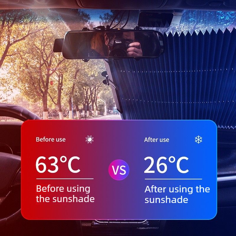 Car Sun Shade - 65cm - Front Windshield