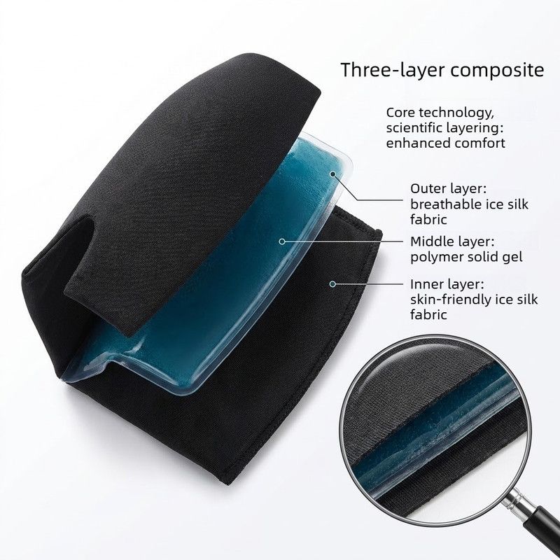 Gel Ice Face Mask - Black, 8mm Double-Sided Gel