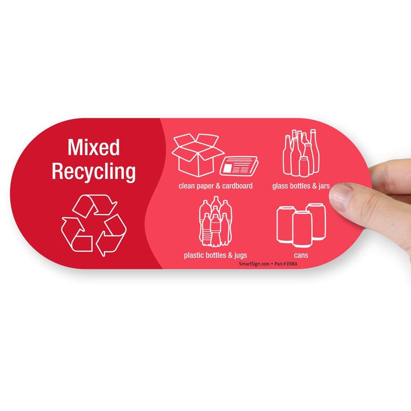4-Color Set Sticker Decals for Mixed Recycling Trash Bins