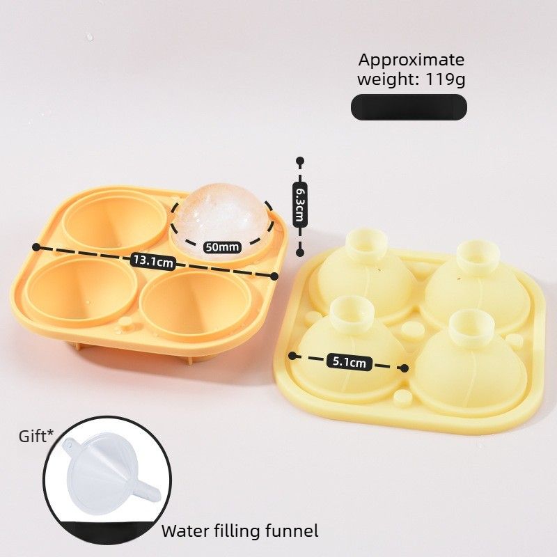 Ice Ball Maker Mold for Whiskey – Sphere Ice Tray, Home Bar Freezer Tool-yellow