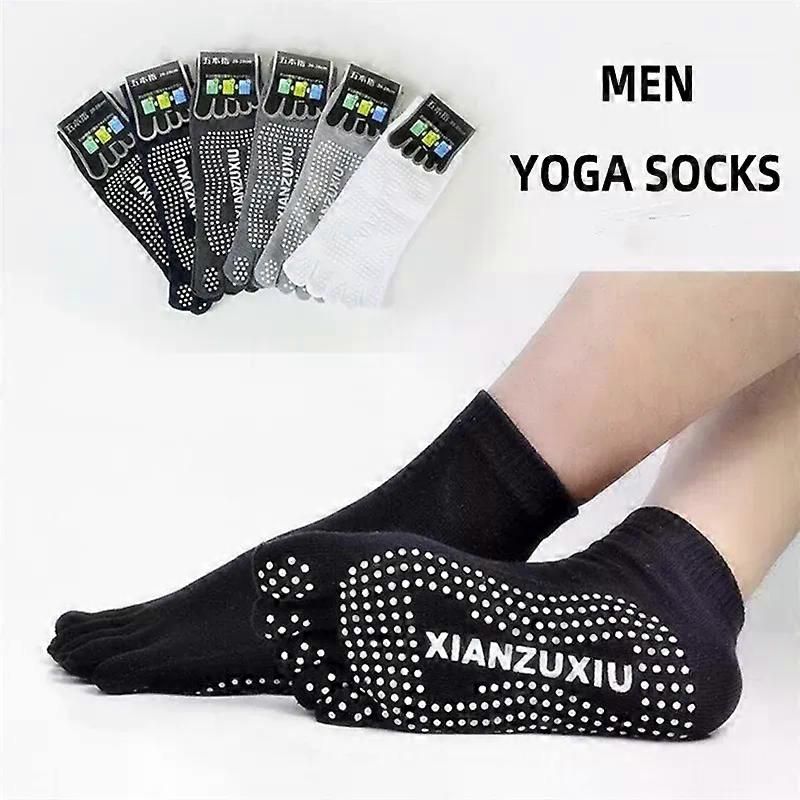 Women's Non Slip Yoga Socks Open Toe Five Finger Grip Socks Combed Cotton Pilates Dance Fitness Socks - White