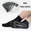 Women's Non Slip Yoga Socks Open Toe Five Finger Grip Socks Combed Cotton Pilates Dance Fitness Socks - White