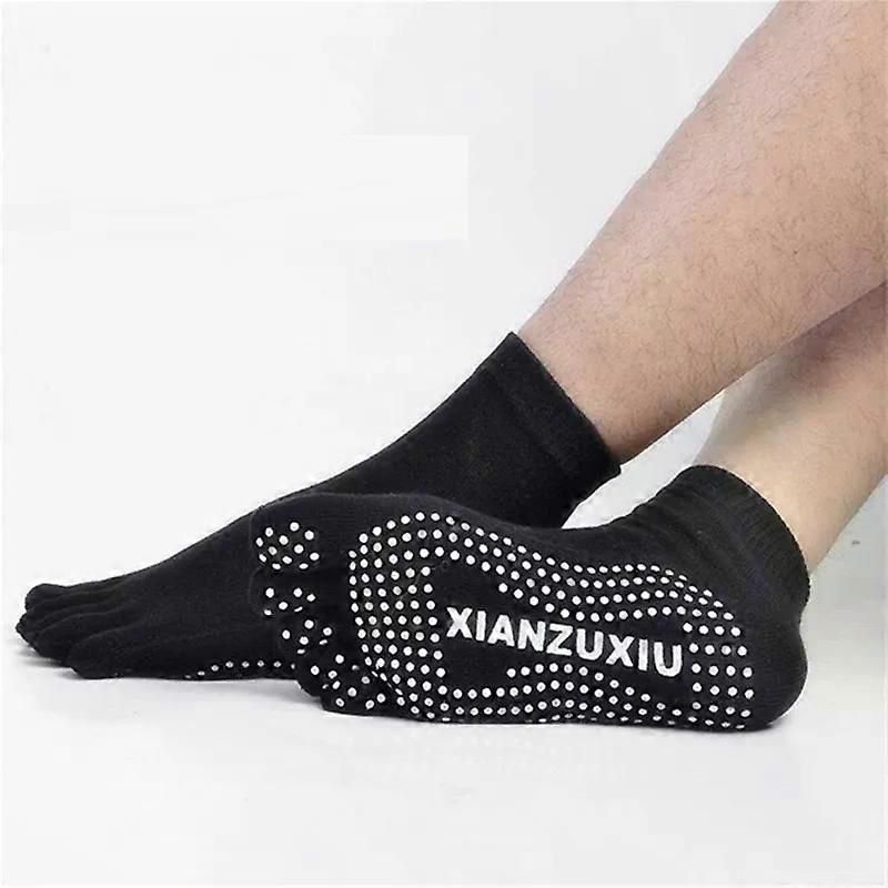 Women's Non Slip Yoga Socks Open Toe Five Finger Grip Socks Combed Cotton Pilates Dance Fitness Socks - White