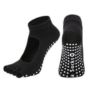 Women's Non Slip Yoga Socks Open Toe Five Finger Grip Socks Combed Cotton Pilates Dance Fitness Socks - Black