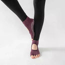 Women's Non Slip Yoga Socks Open Toe Five Finger Grip Socks Combed Cotton Pilates Dance Fitness Socks - Yellow