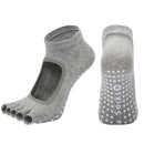 Women's Non Slip Yoga Socks Open Toe Five Finger Grip Socks Combed Cotton Pilates Dance Fitness Socks - Gray